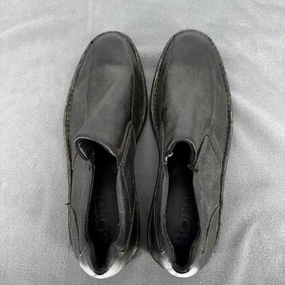 Born Omaha Distressed‎ Black Brown Leather Slip On Loafers Men 8.5 Casual